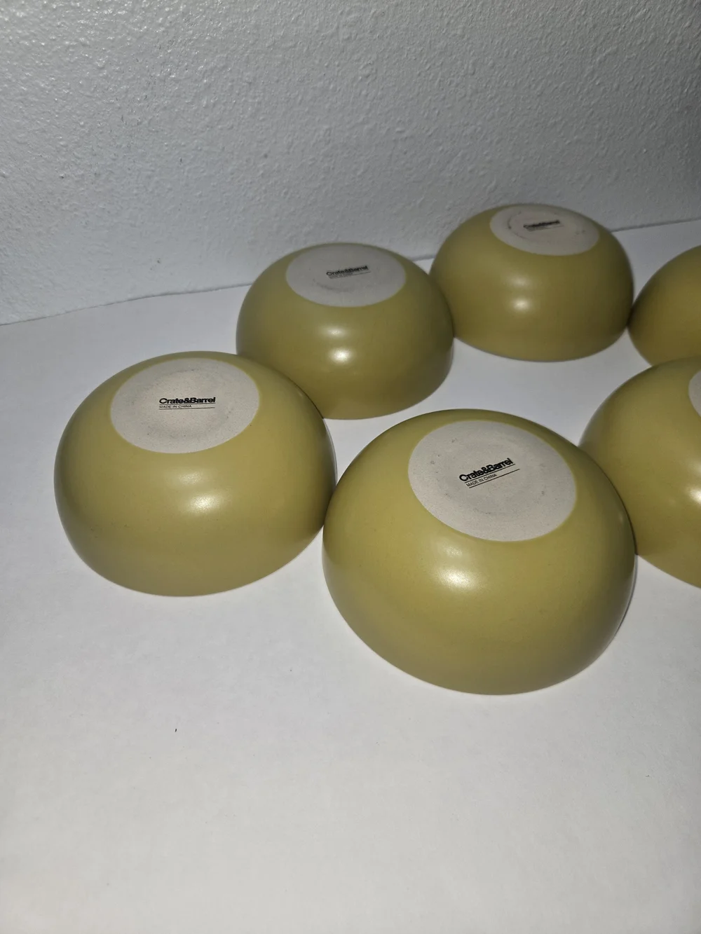 Crate&Barrel Olive Mustard Ceramic Serving Bowls - Set of 6